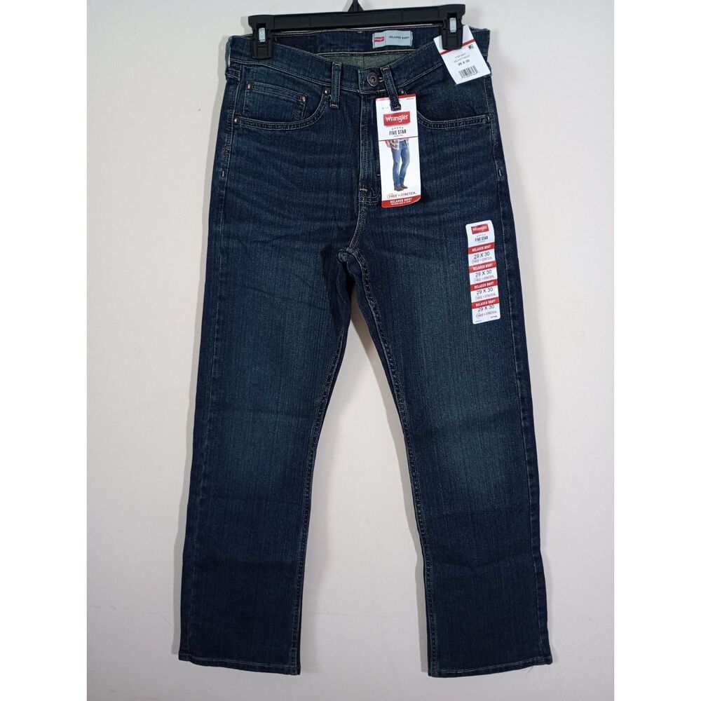 NWT Wrangler Dark Wash Denim Relaxed Bootcut Jeans Size 29x30